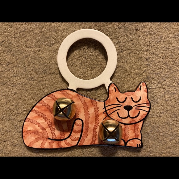 Leather Tabby Cat Doorknob Bell Hangers - Picture 6 of 8